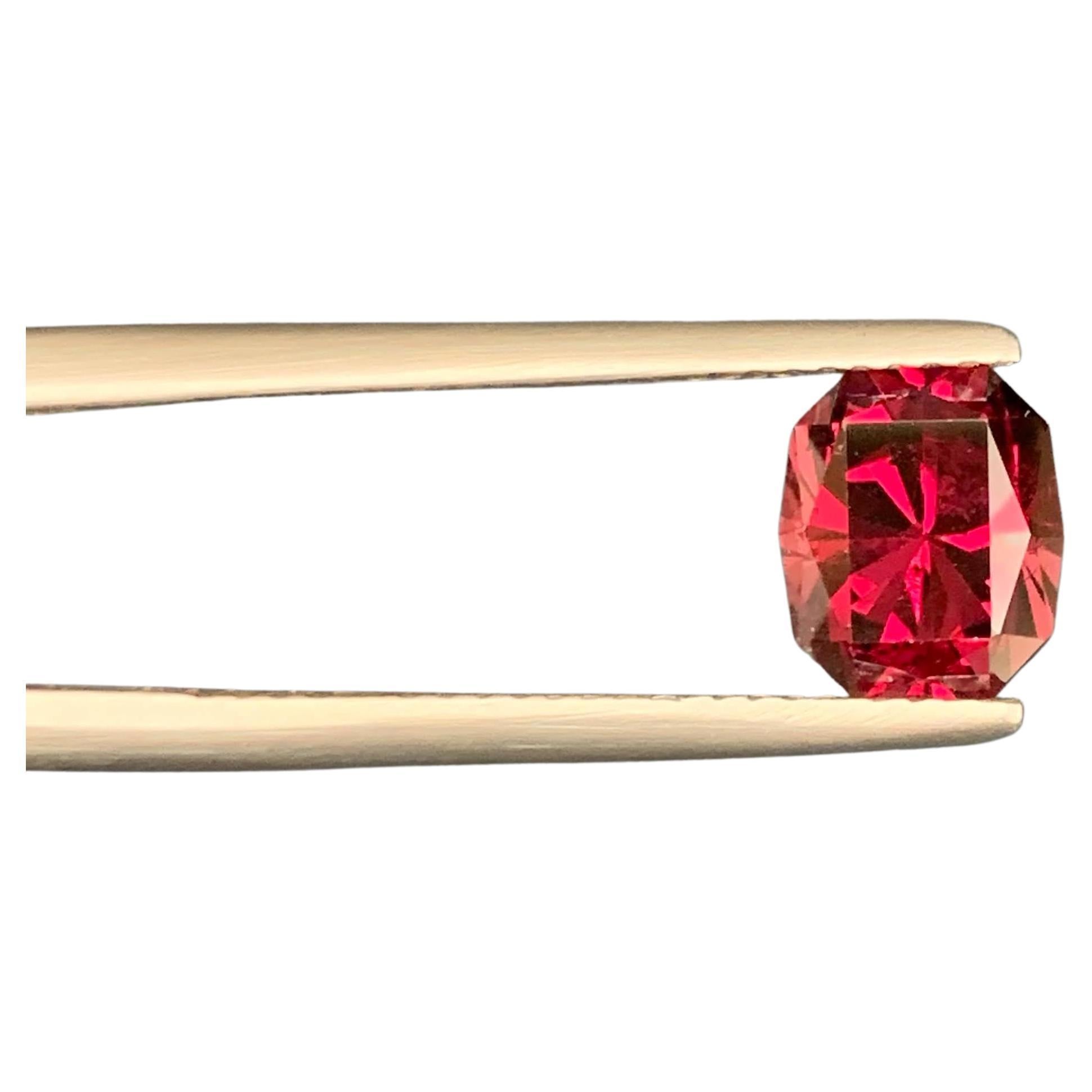 2.60 Carat Natural Loose Bright Red Garnet Cushion Custom Cut Tanzanian Gemstone