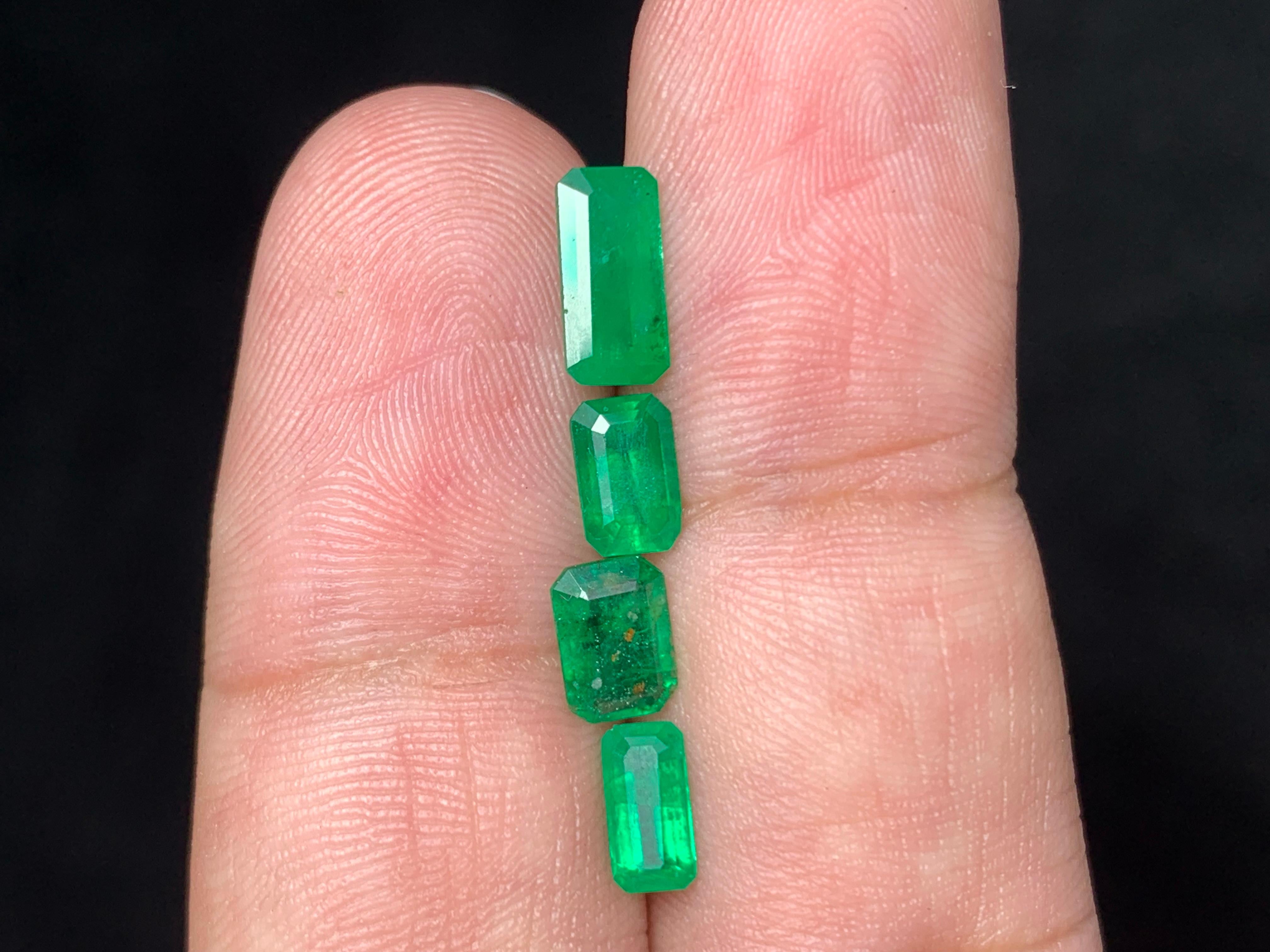 Emerald Cut 2.60 Carat Natural Loose Emerald Lot From Swat Mine, Pakistan For Sale