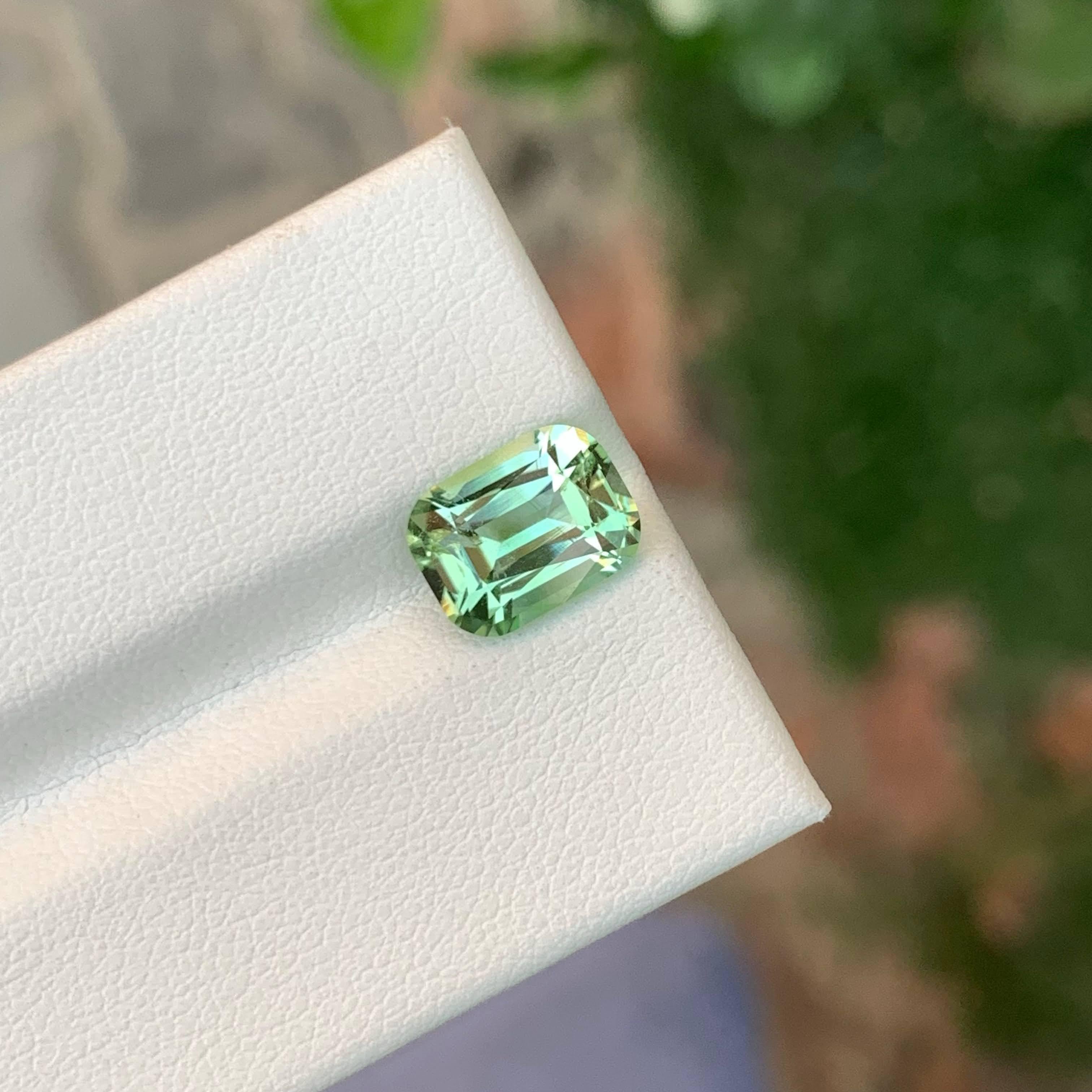 2.60 Carat Natural Loose Mint Green Tourmaline Stone Cushion Cut Afghan Gemstone (pierre précieuse afghane) en vente 2