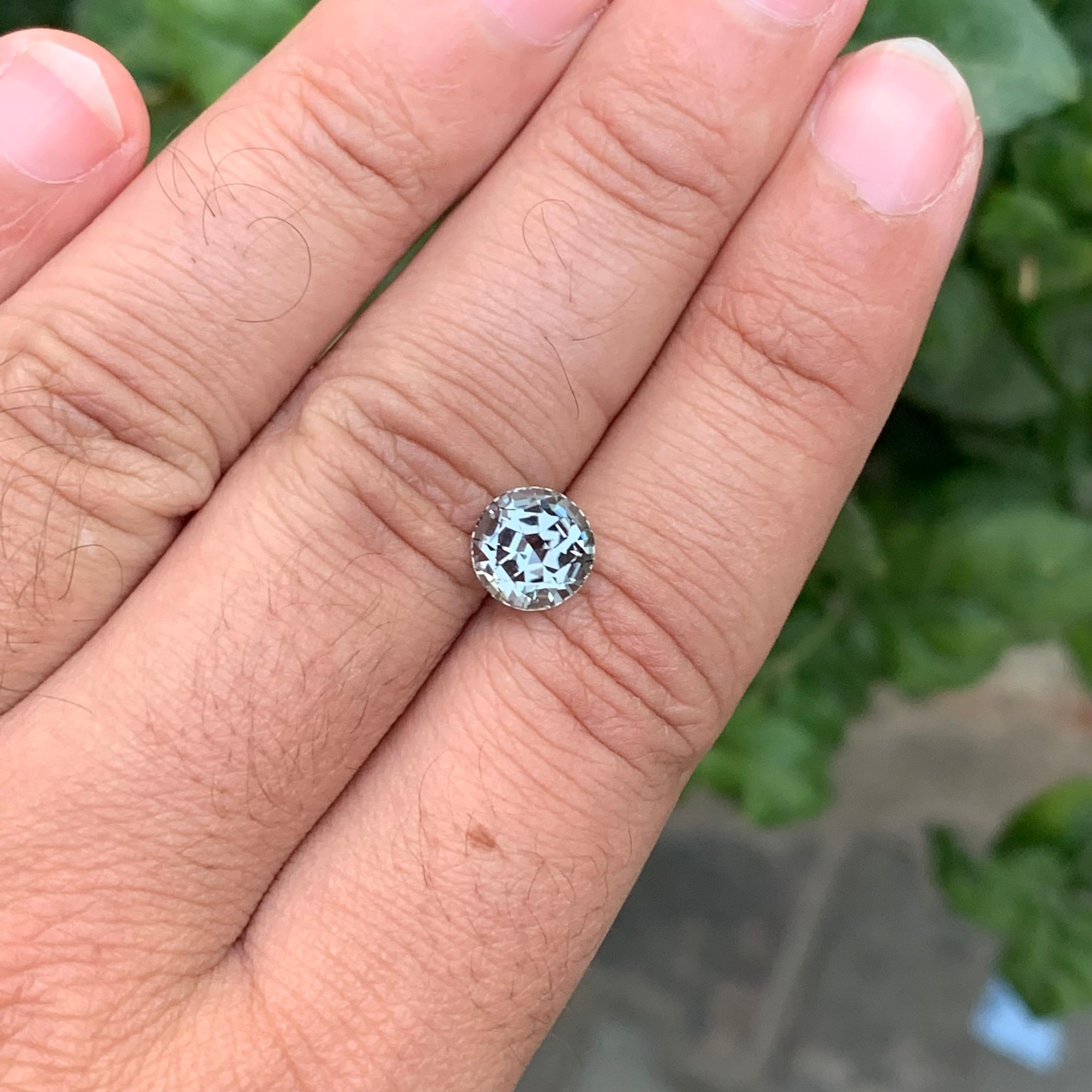 2.60 Carat Natural Loose Steel Grey Tourmaline Round Shape Gem For Sale 5