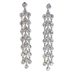 2.60 Carat Natural Round Diamonds Cascading Station Yard Dangle Earrings 14kt