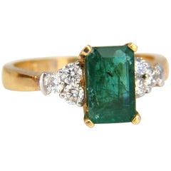 2.60 Carat Natural Vivid Bright Green Emerald Diamonds Ring 14 Karat
