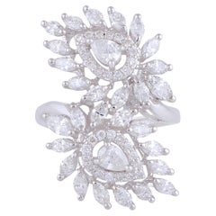2.60 Carat Pear Marquise Round Diamond Wrap Ring 18 Karat White Gold Jewelry