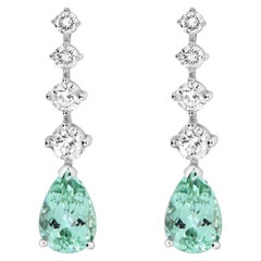 2.60 Carat Pear Shaped Paraiba Tourmaline and Diamond Earrings