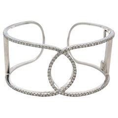 2.60 Carat Round Brilliant F VS Diamond 14 Karat White Gold Bangle Bracelet