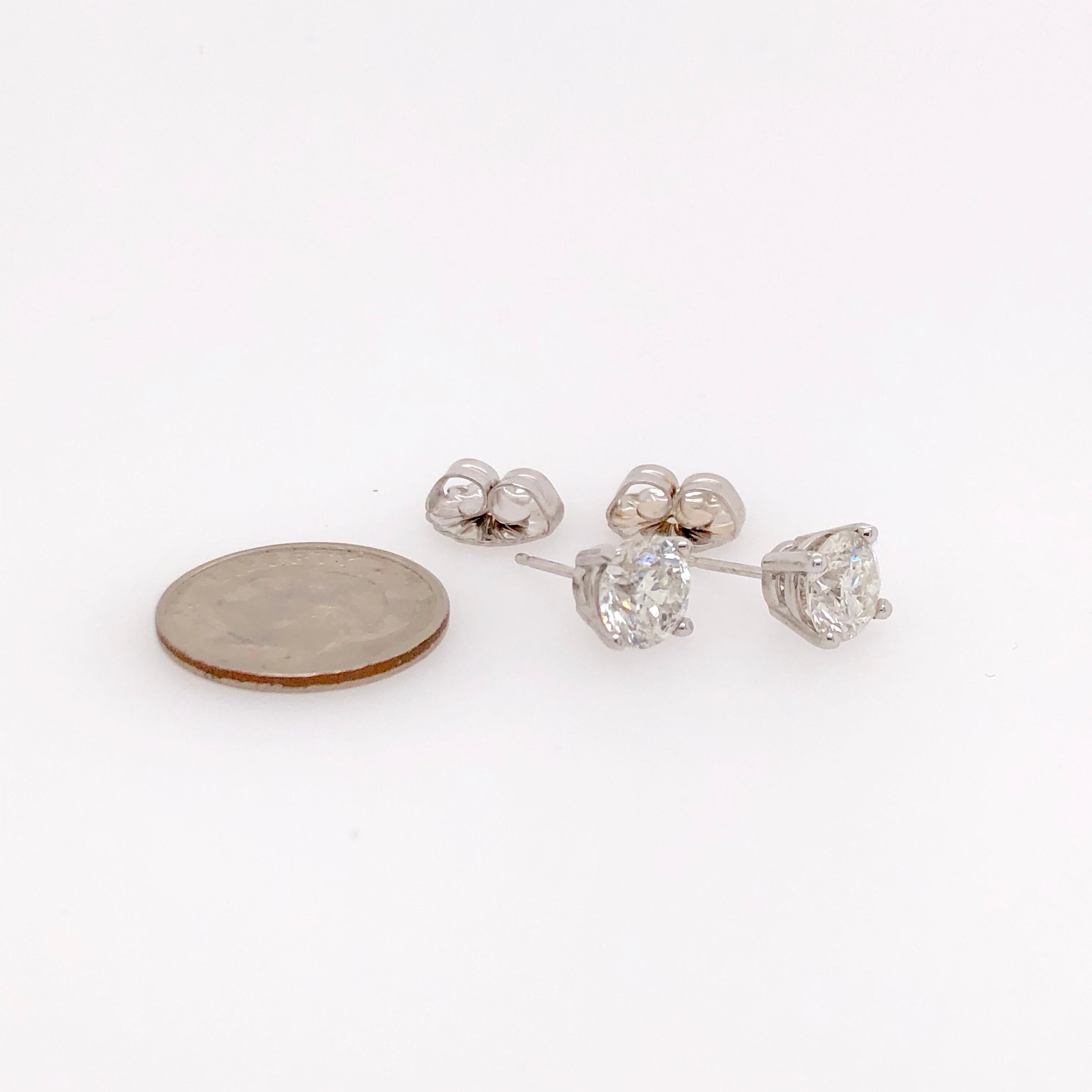 Modern 2.60 Carat Round Cut Diamond and White Gold Diamond Stud Earrings