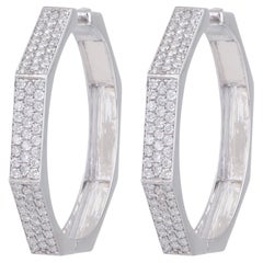 2.60 Carat SI Clarity HI Color Diamond Hoop Earrings 18 Karat White Gold Jewelry