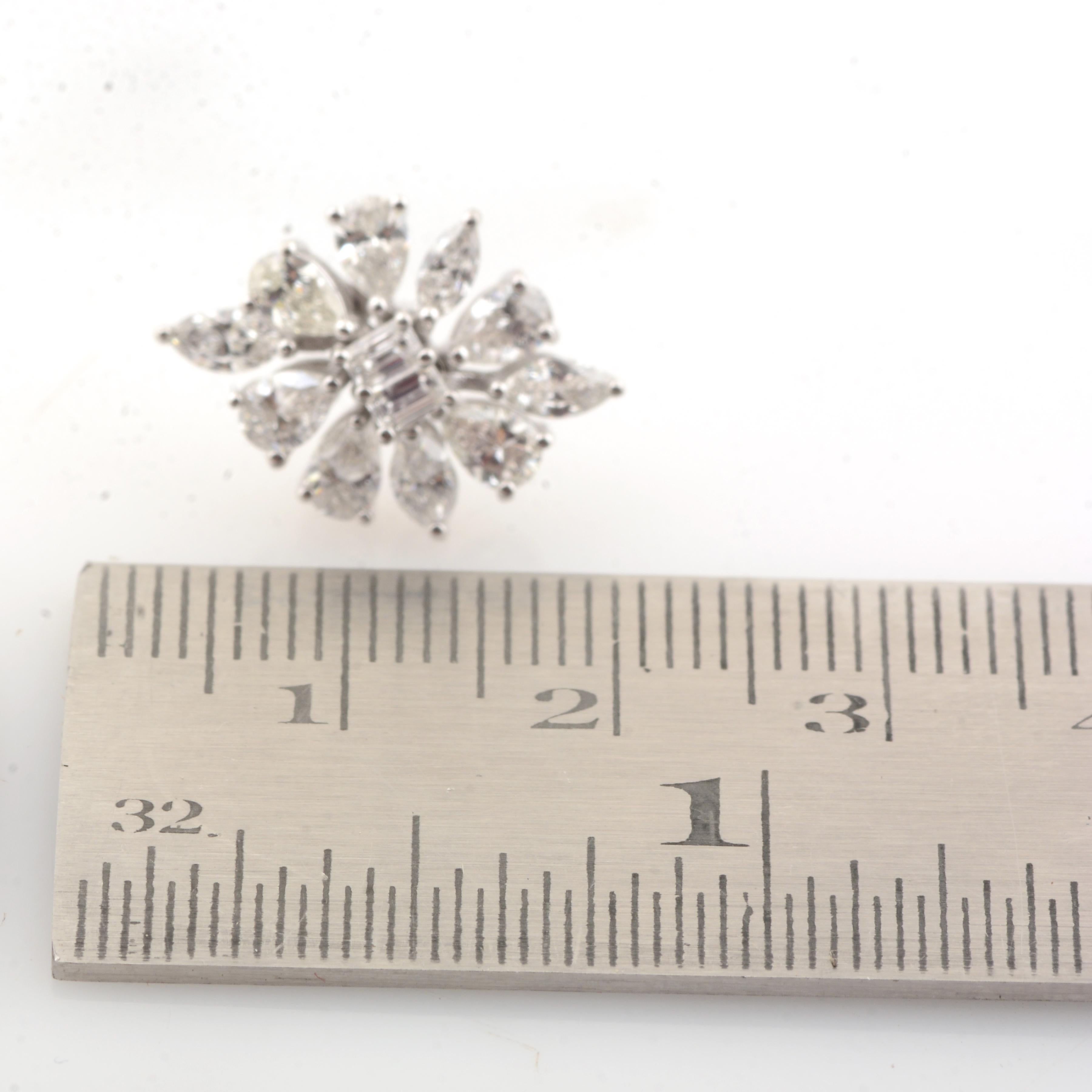 Marquise Cut 2.60 Carat SI Clarity HI Color Diamond Stud Earrings 18 Karat White Gold Jewelry For Sale