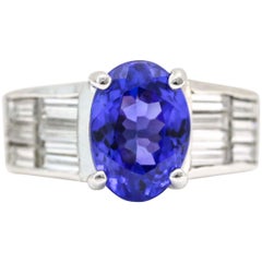 2.60 Carat Tanzanite and Diamond Platinum Cocktail Ring