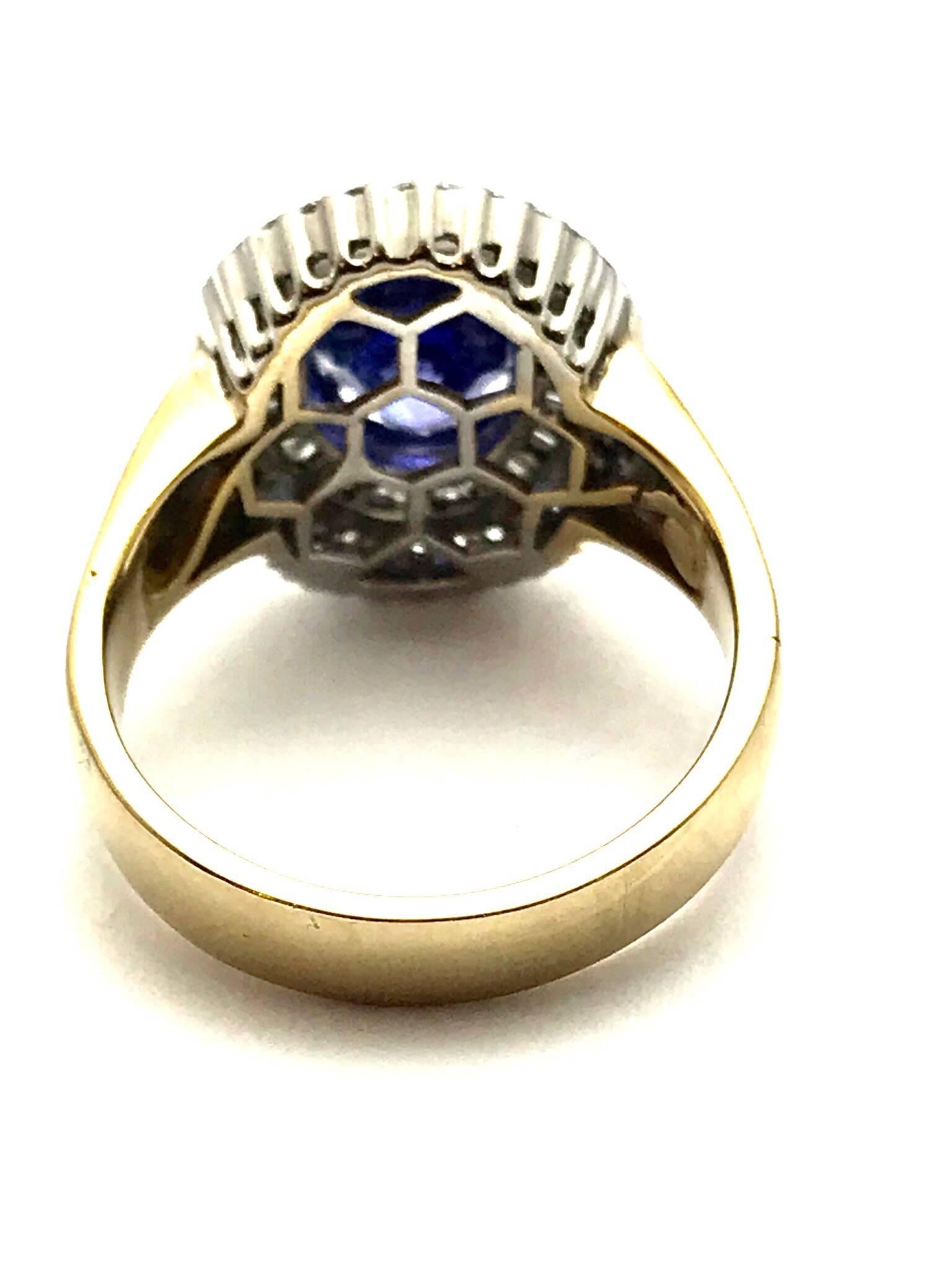 2.60 Carat Tanzanite and Diamond White and Yellow Gold Fashion Ring In Excellent Condition In Chevy Chase, MD