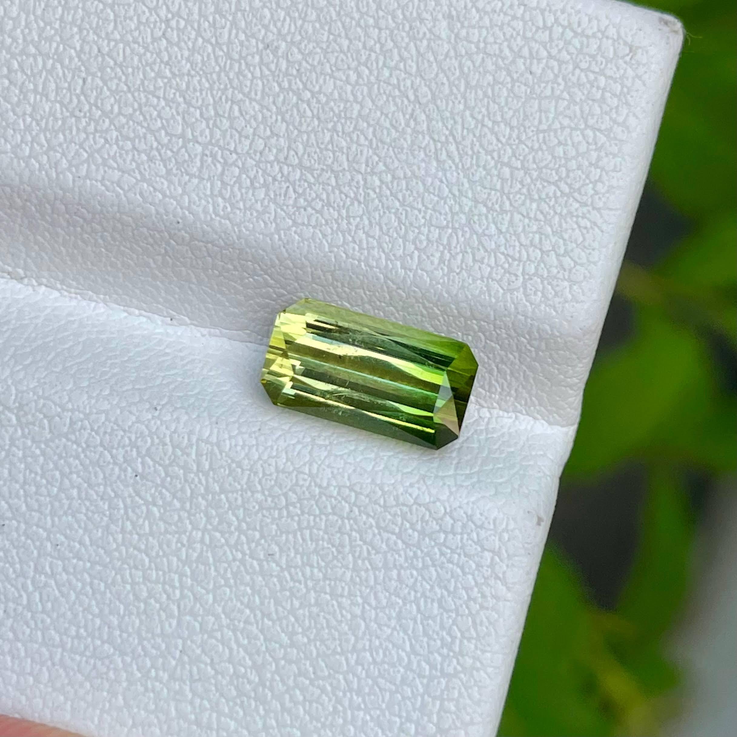 Weight 2.60 carats 
Dimensions 10.0x5.4x5.11 mm
Treatment none 
Origin Africa
Clarity VVS 
Shape octagon 
Cut emerald 




The exquisite Bi-Color Tourmaline stone, boasting a weight of 2.60 carats, captivates with its stunning Emerald Cut,