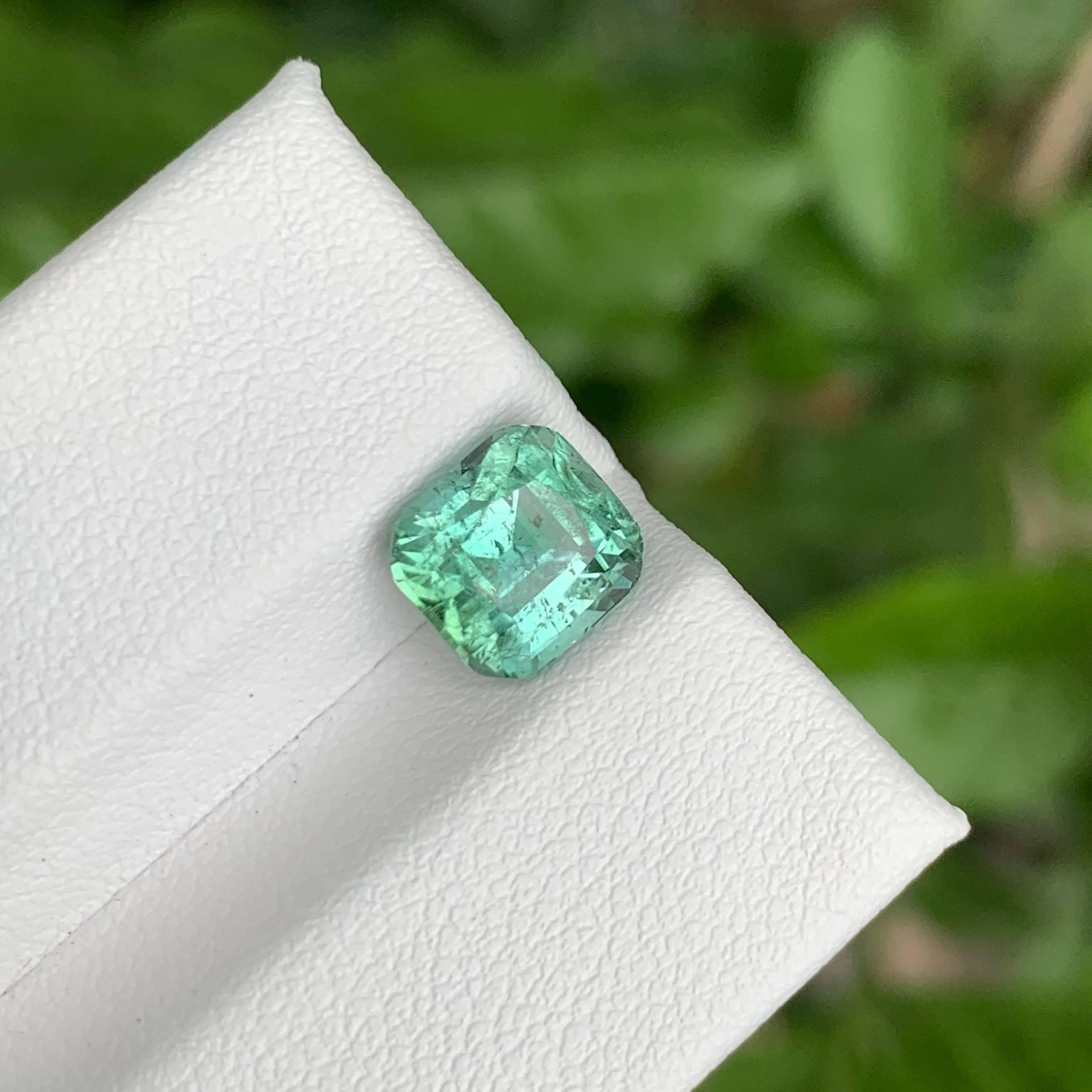 2,60 Karat Hellgrüner Turmalin Stein Cushion Cut Afghanischer Edelstein (Kissenschliff) im Angebot