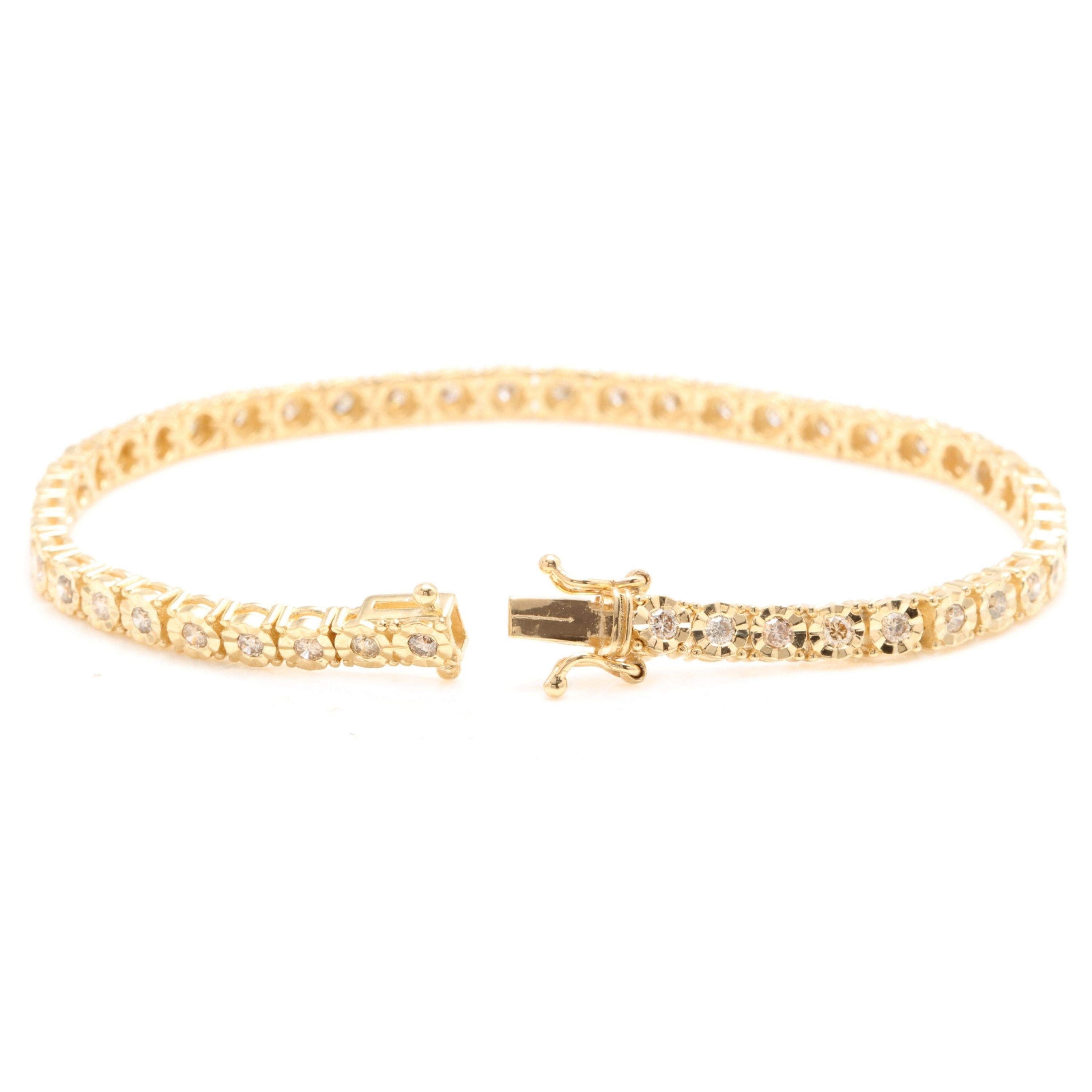 2.60 Carat Natural Diamond 14 Karat Solid Yellow Gold Tennis Bracelet In New Condition For Sale In Los Angeles, CA