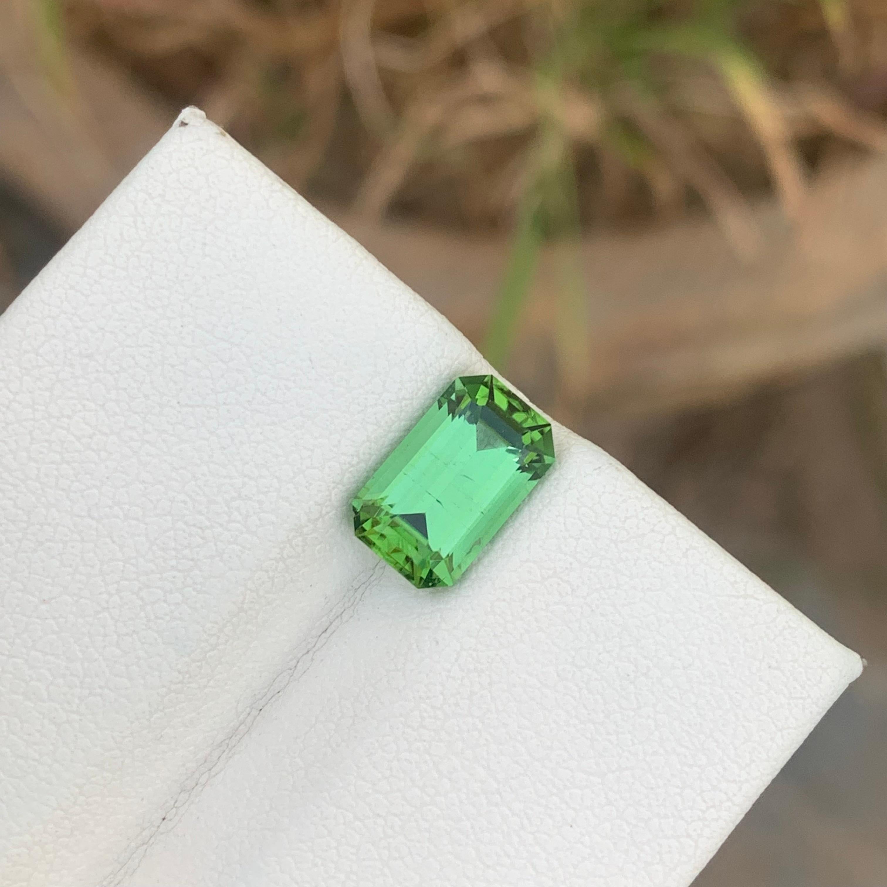 Women's or Men's 2.60 Carats Natural Loose Green Tourmaline With Lagoon Shade Emerald Shape For Sale