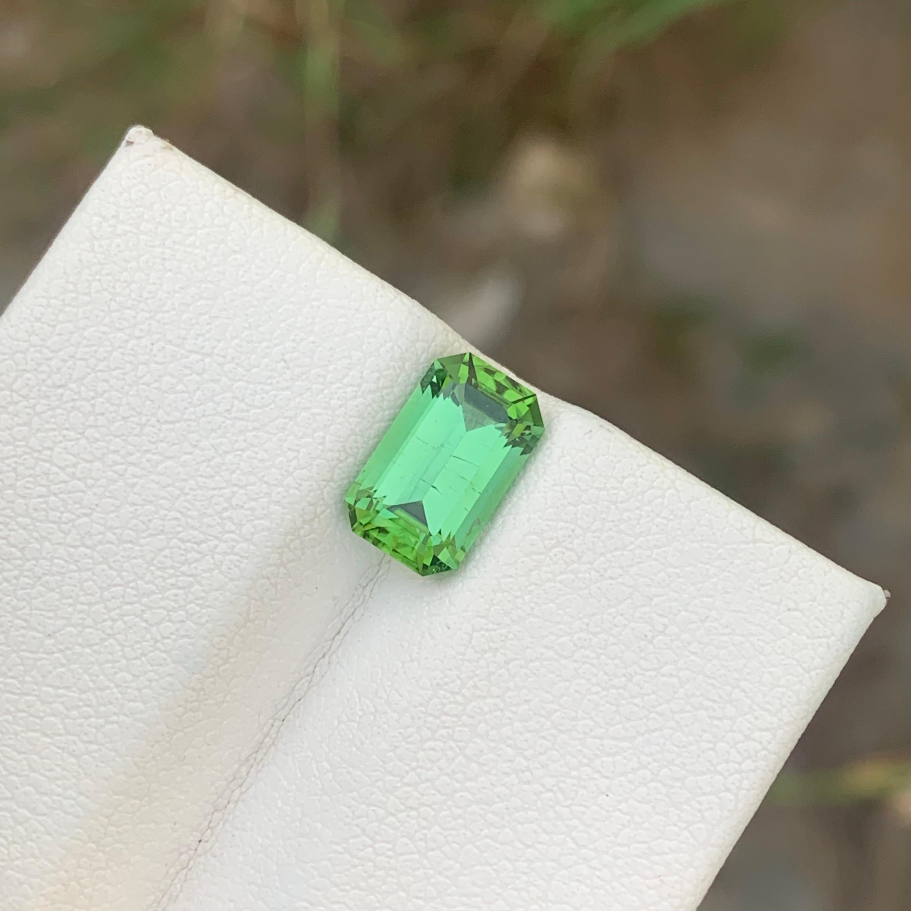 2.60 Carats Natural Loose Green Tourmaline With Lagoon Shade Emerald Shape For Sale 1