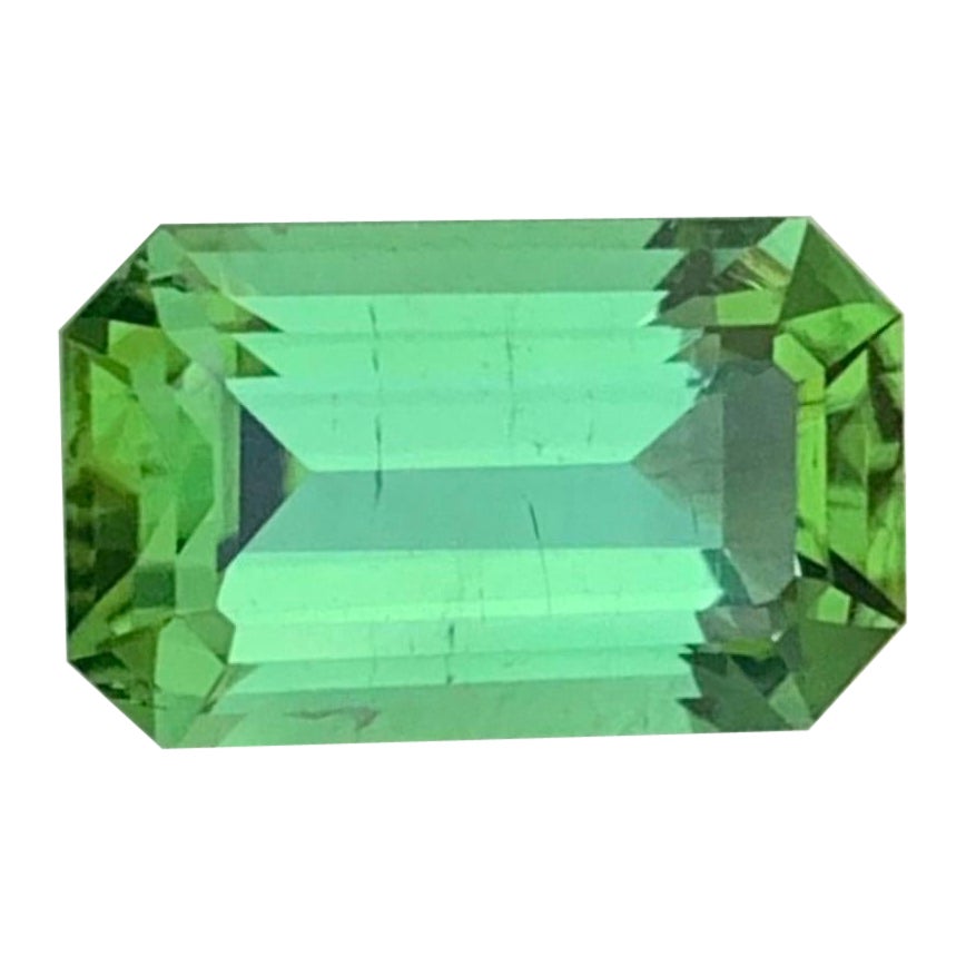2.60 Carats Natural Loose Green Tourmaline With Lagoon Shade Emerald Shape