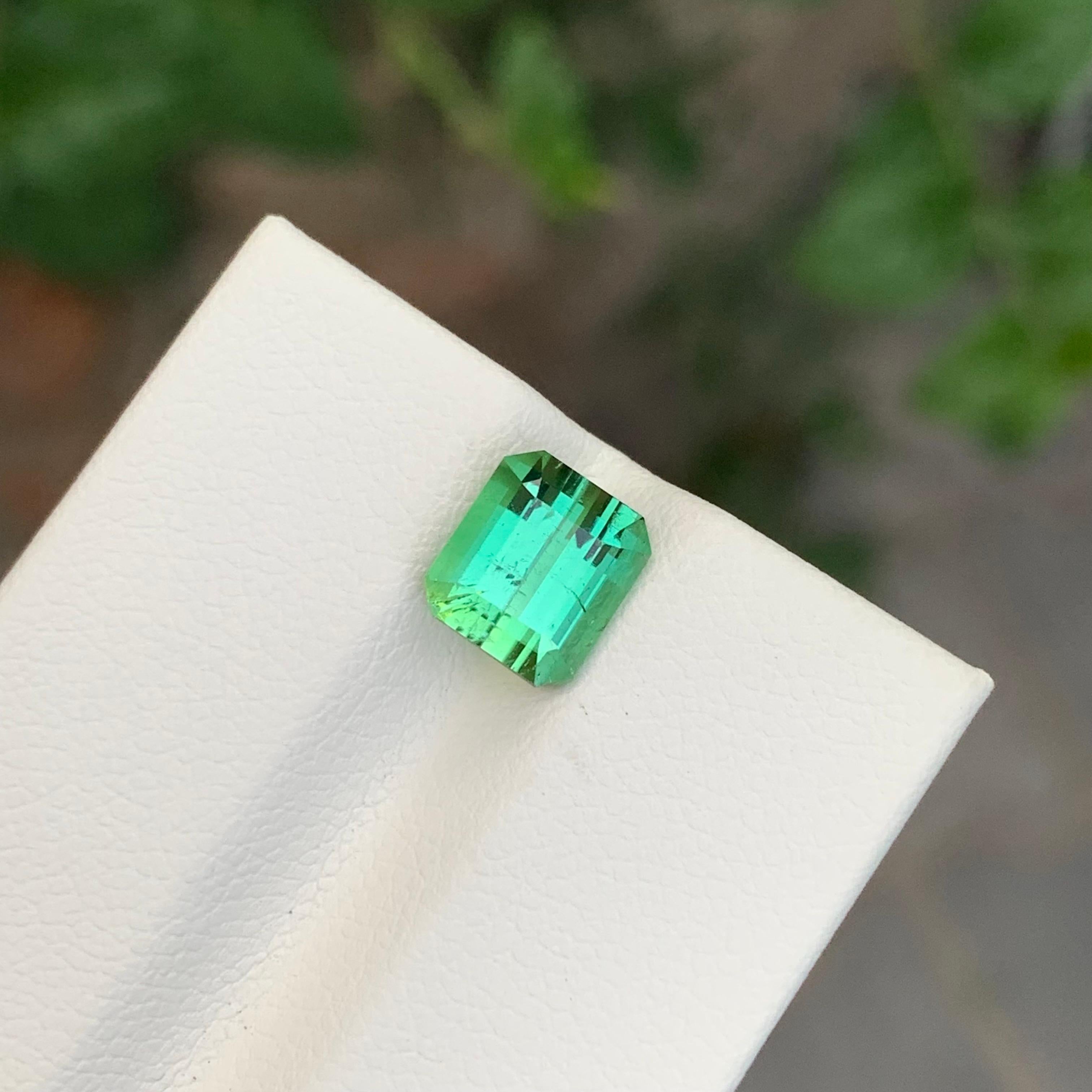 2.60 Carats Natural Loose Mintgreen Tourmaline Emerald Shape Gem Unisexe en vente
