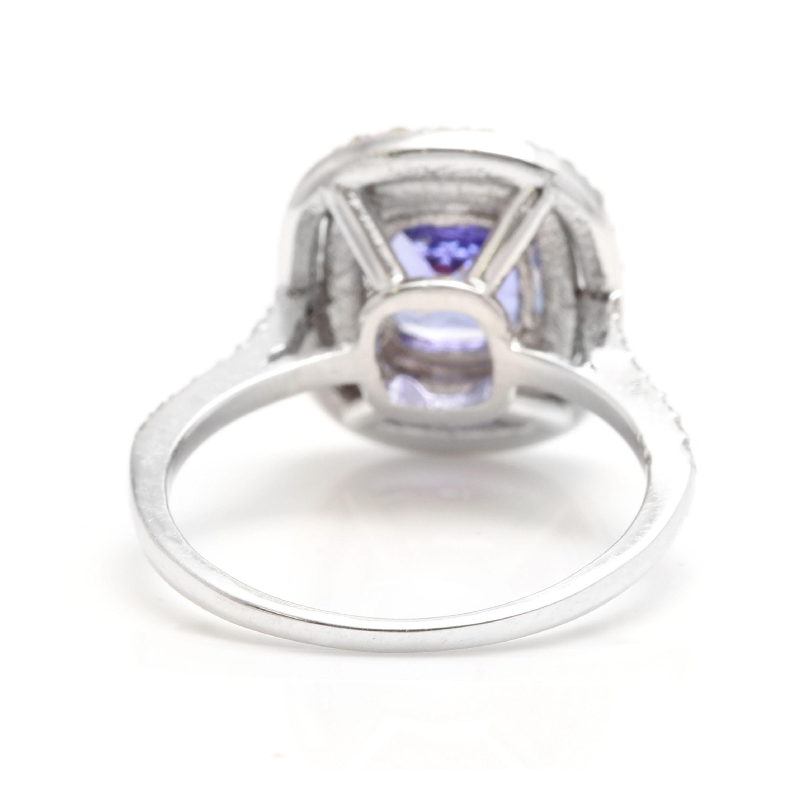 2.60 Carat Natural Very Nice Looking Tanzanite and Diamond 14K Solid White Gold In New Condition For Sale In Los Angeles, CA
