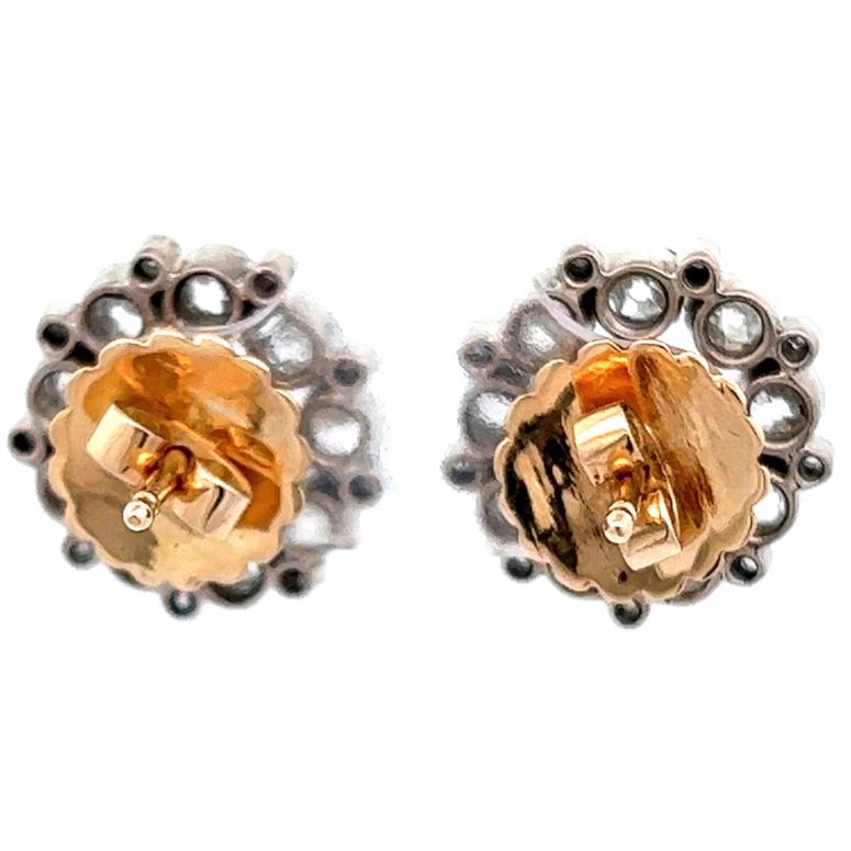 2.60 Carats Old European Cut Diamonds Platinum Stud Earrings For Sale 2