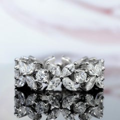 2.60 Ct Flower Design Eternity with Marquise and Round Cut Diamond Band 14k Gold