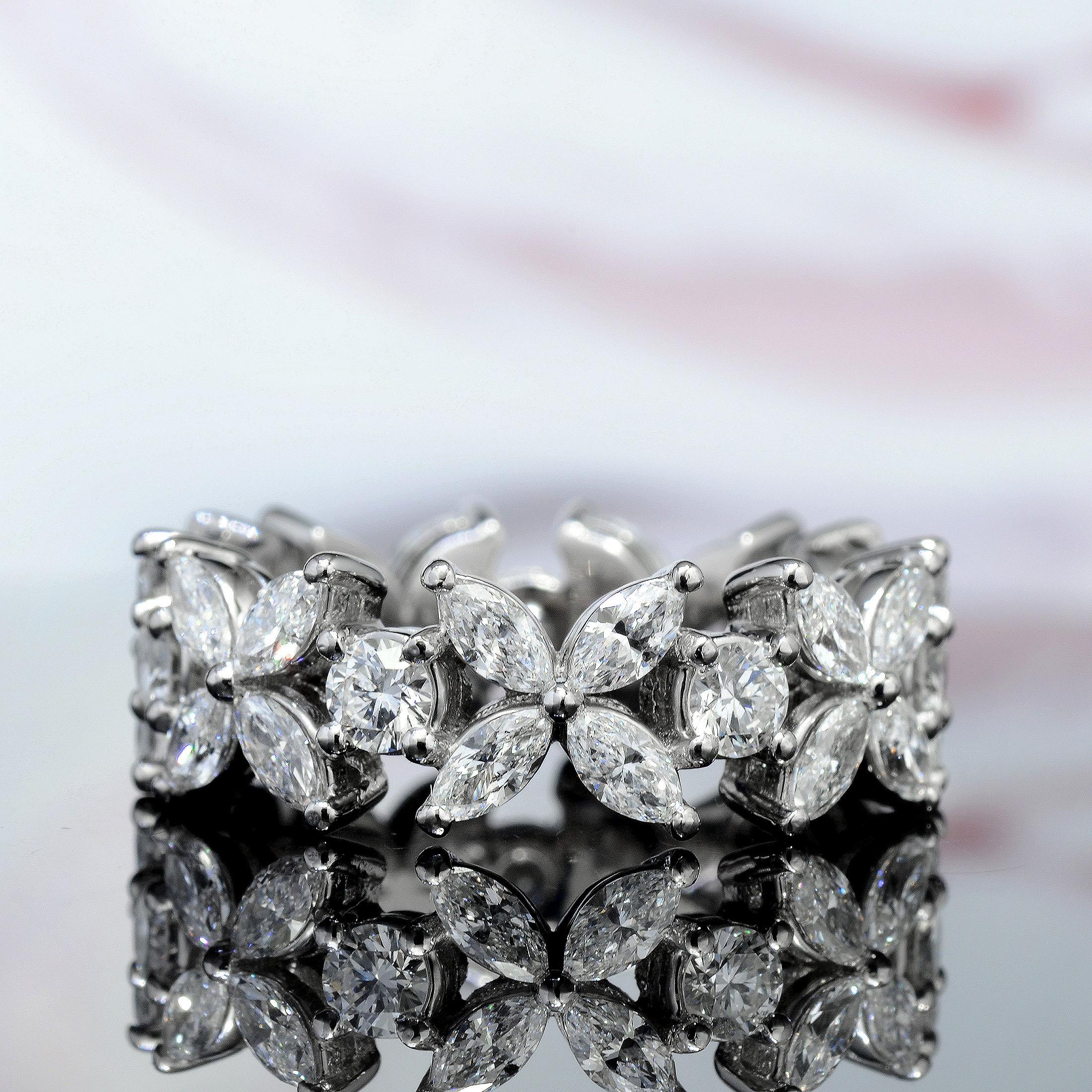 For Sale:  2.60 Ct Flower Design Eternity with Marquise and Round Cut Diamond Band Platinum 3
