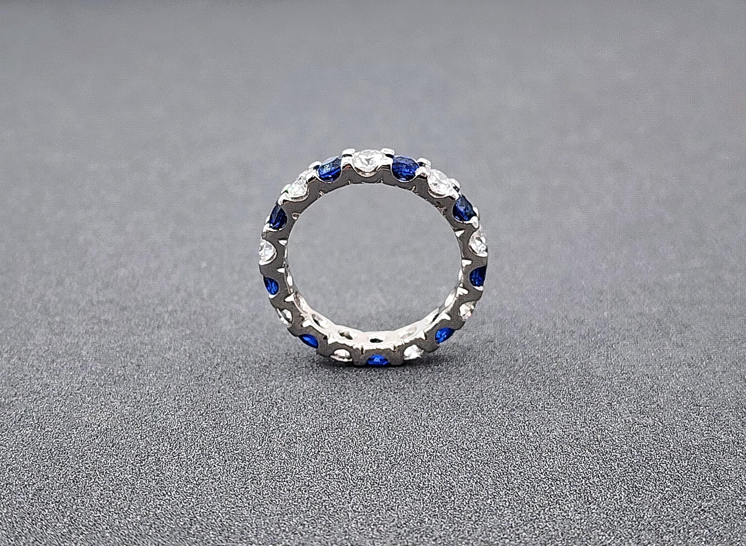 2.60 ct Natural Sapphire & Diamond Eternity Ring For Sale 1