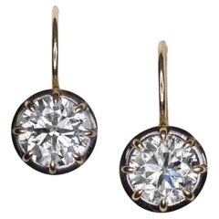 2.60 Ct. Victorian Collet-Style Vintage Design Yellow Gold Drop Earrings
