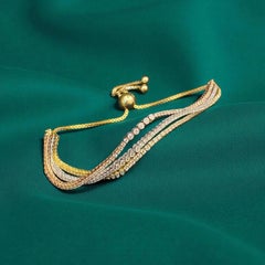 2.60 Cts F/VS1 Round Brilliant Diamonds Three-Row Bracelet 14K Multi-Tone Gold
