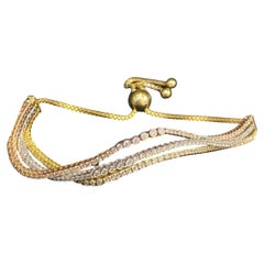 2.60 Cts F/VS1 Round Brilliant Diamonds Three-Row Bracelet 14K Multi-Tone Gold