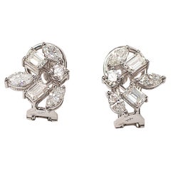 2.60 cts Fancy Cut Diamond Stud Earring in 18K Gold