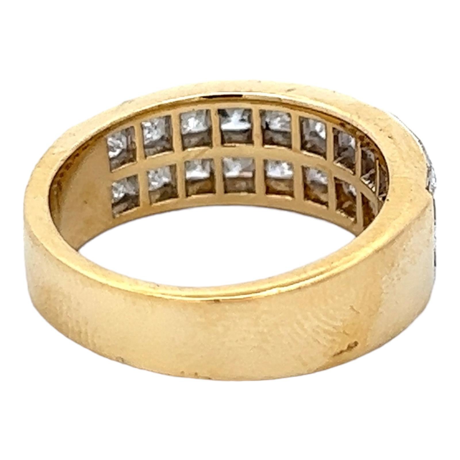 Women's 2.60ctw Princess Cut Diamond Invisibly Set 18k Yellow Gold Wedding Band Ring