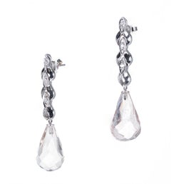 26.00 Carat Light Pink Briolette Quartz Diamond Dangle Earrings