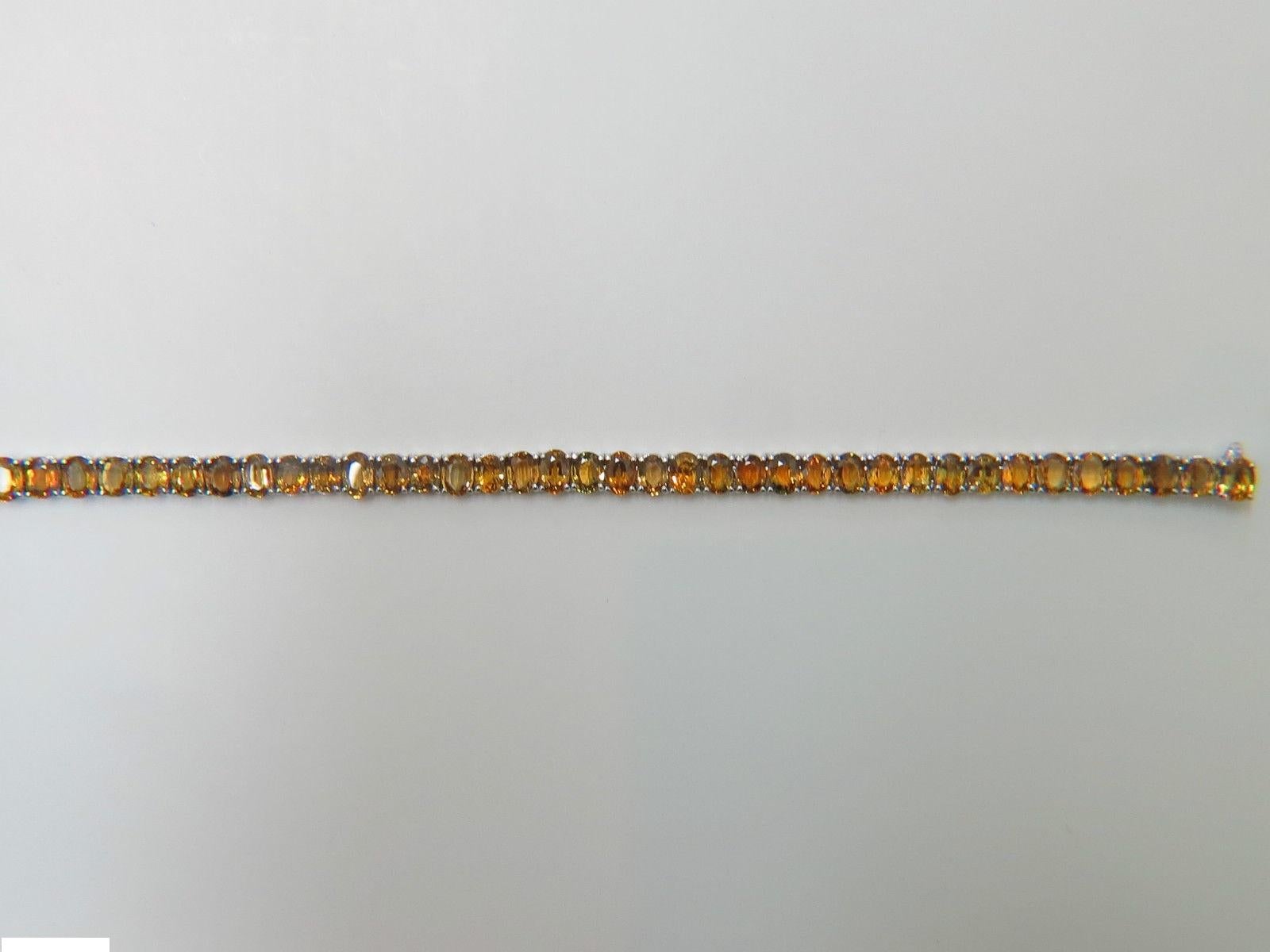 26.00 Carat Natural Fine Yellow Orange Sapphire Tennis Bracelet 14 Karat Vivid 5