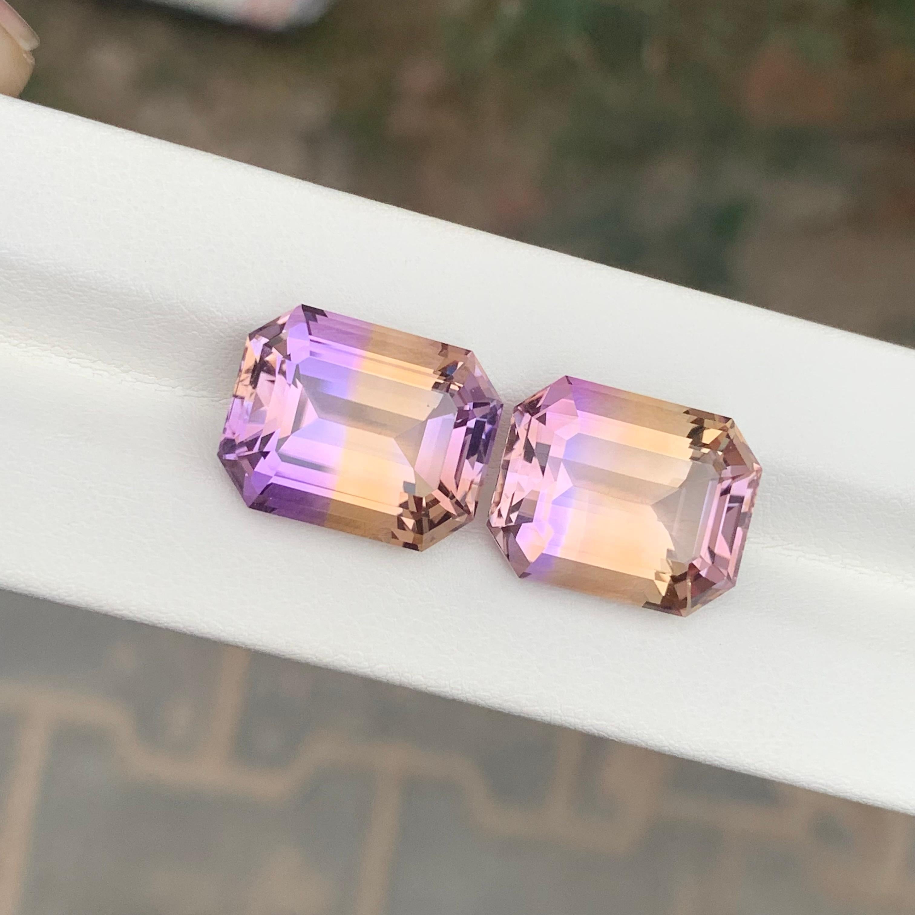 Women's or Men's 26.00 Carat Natural Loose Ametrine Pair For Jewellery Making For Sale