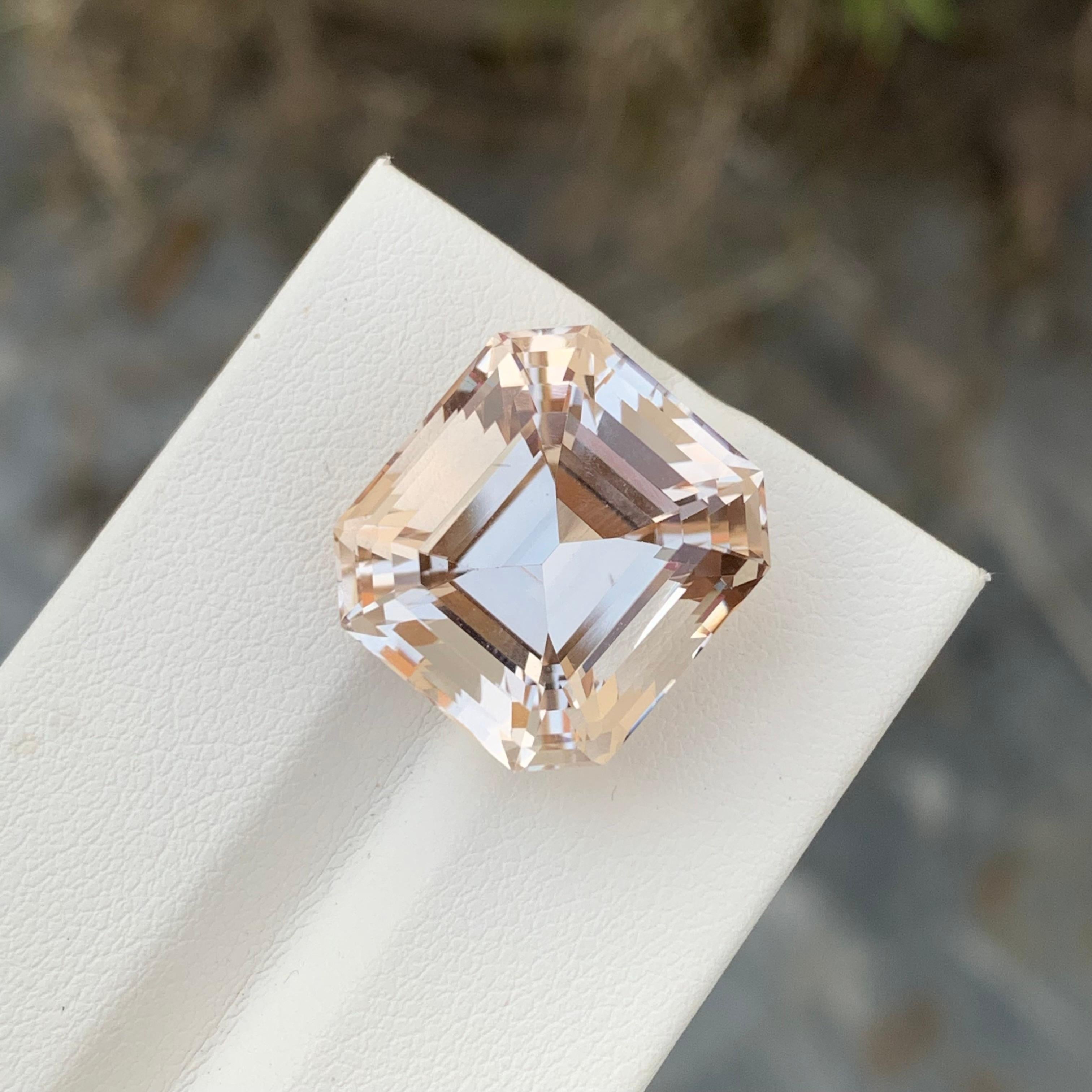 26.00 Carat Natural Loose Golden Topaz Asscher Shape Gem For Necklace  For Sale 4