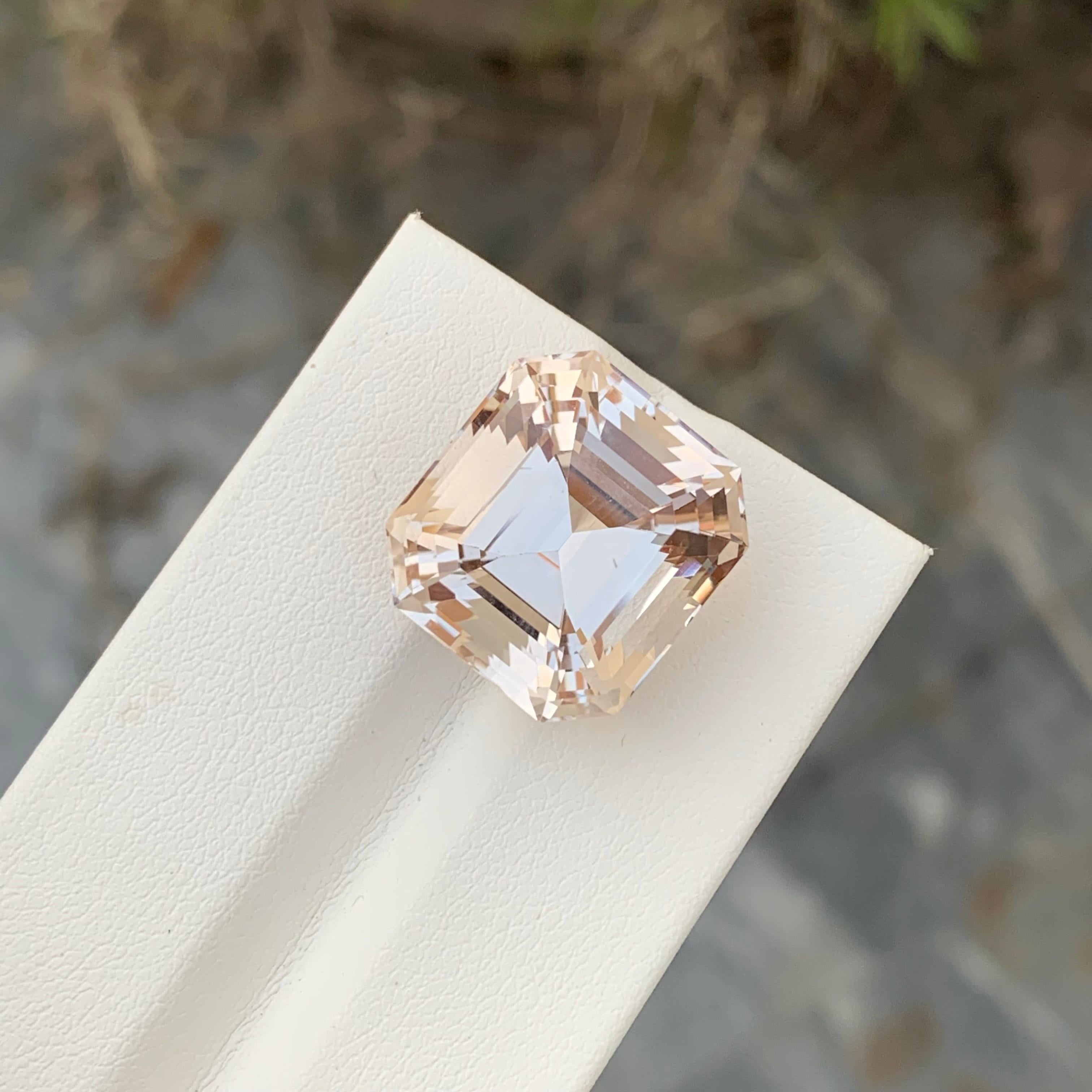 26.00 Carat Natural Loose Golden Topaz Asscher Shape Gem For Necklace  For Sale 3