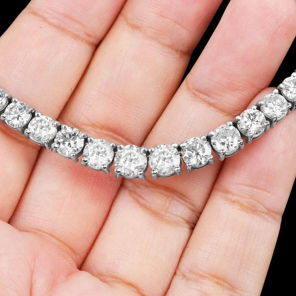 26.00 Carats Natural Diamond 14K Gold Graduating Riviera Tennis Necklace 2