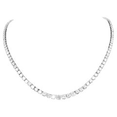 26.00 Carats Natural Diamond 14K Gold Graduating Riviera Tennis Necklace