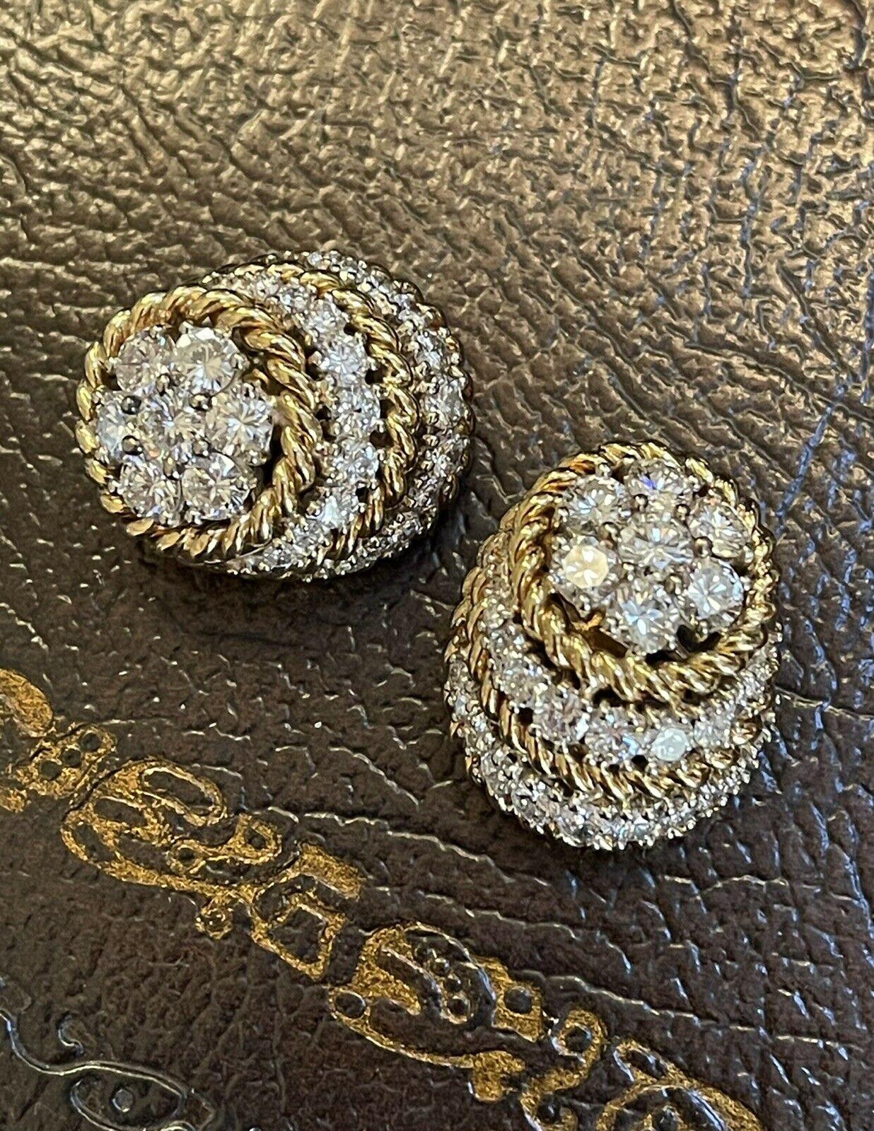 $26000 / 8.5 CT Diamond 'IF-VVS/D' Statement Earrings / 18K Gold / Top Luxury For Sale 1