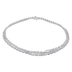 26.05 Ct Multi Shape Diamond Tennis Choker Necklace 14k White Gold