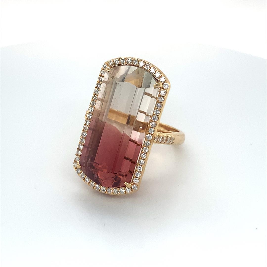 26.05 Natural Tourmaline and Diamond Ring In New Condition For Sale In New York, NY