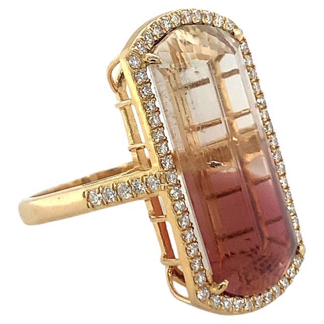 26.05 Natural Tourmaline and Diamond Ring For Sale