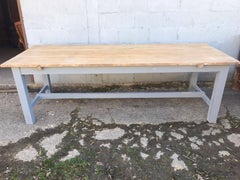 260cm Long Antique Oak French Farm Table, Vintage, Original Paint, Refectory