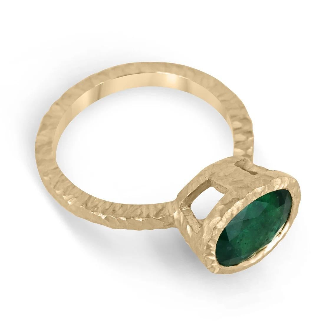 The perfect solitaire doesn't exis- BEHOLD! This remarkable emerald solitaire ring is sure to turn heads anywhere you may take it. This piece features a fine quality, triple-a-grade natural emerald cut into the shape of an oval. The gemstone