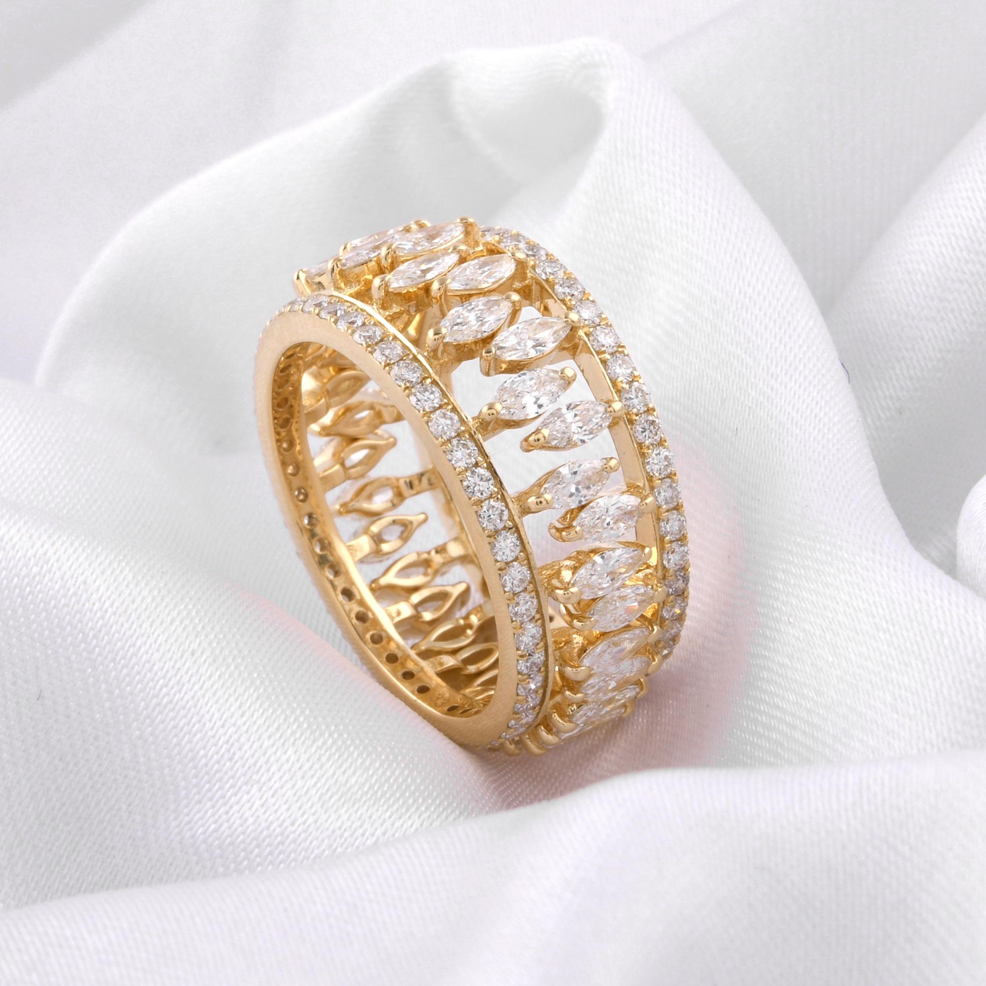 Im Angebot: 2,60 Karat zertifizierter Marquise und runder Diamant Verlobungsring 14K Gelbgold () 3