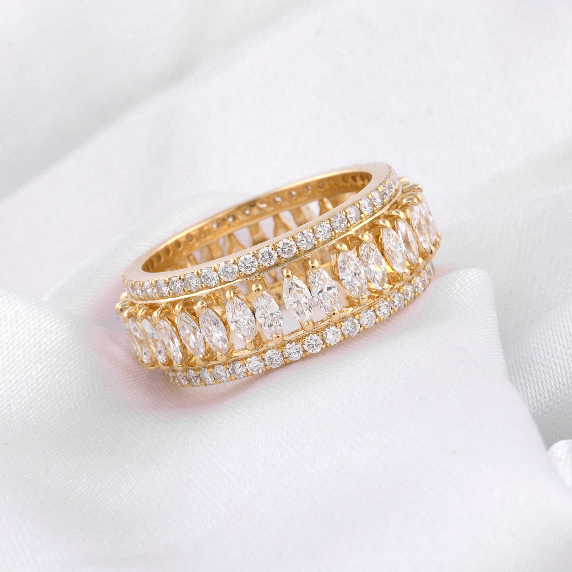 En venta: Anillo de compromiso de oro amarillo de 18 quilates con diamantes redondos y marquesa certificados de 2,60 quilates  5