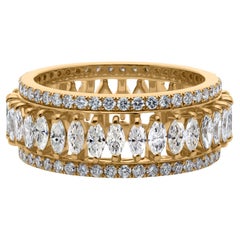 2.60Ct Certified Marquise and Round Diamond Engagement Band Ring 18K Yellow Gold