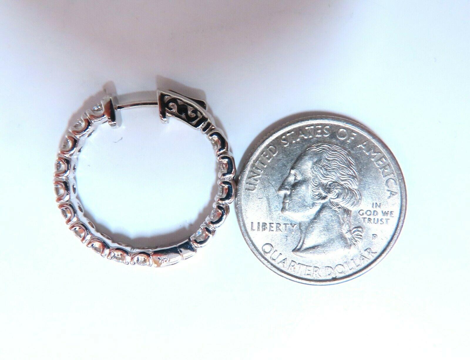 Femenino o masculino 2.60ct Natural Round Diamond Hoop Earrings 14kt en venta