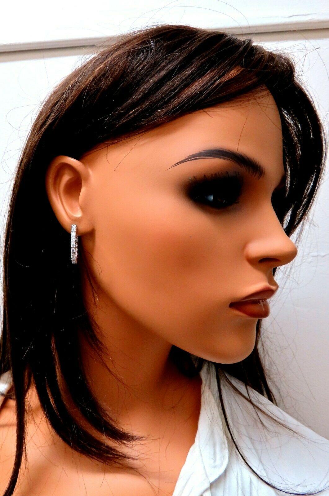 2.60ct Natural Round Diamond Hoop Earrings 14kt en venta 1