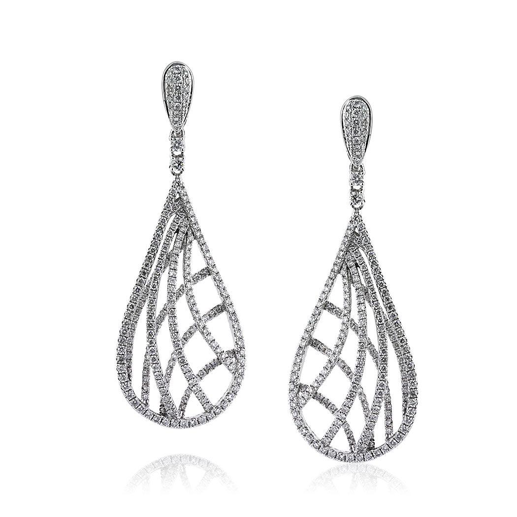 2.60ct Round Brilliant Cut Diamond Teardrop Dangle Earrings For Sale